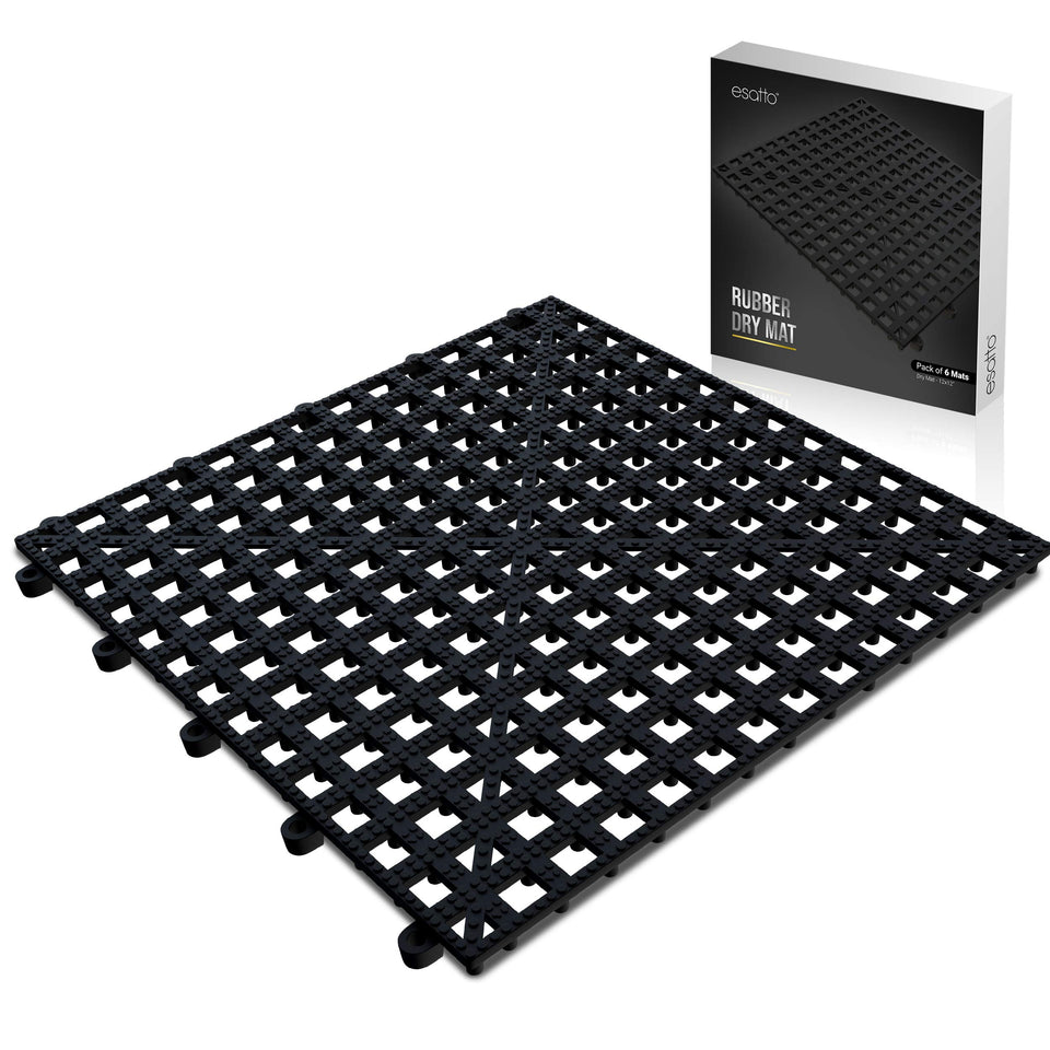 Esatto interlocking shelf mats provide an anti-slip surface for stable glassware on counters and shelves.