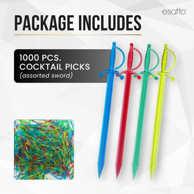 Esatto plastic sword pick enhances cocktail presentation and bites