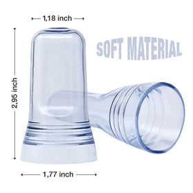 Esatto translucent pour spout cover fitted on a bottle for quick secure fit.