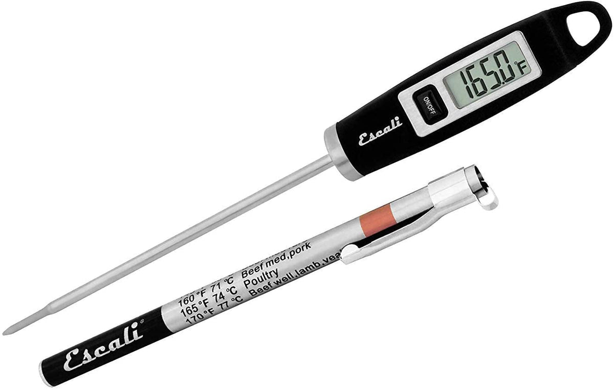 Escali DH1 with extended probe for quick, accurate readings during cooking.