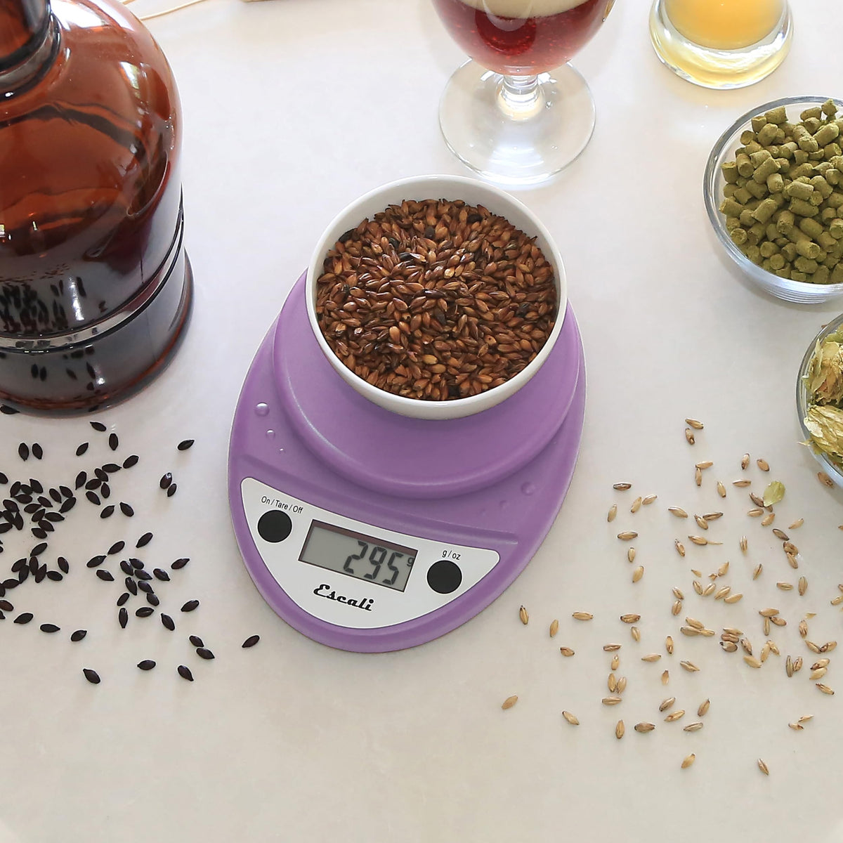 Escali Primo digital scale with sealed panel offers spill protection for easy cleanup.