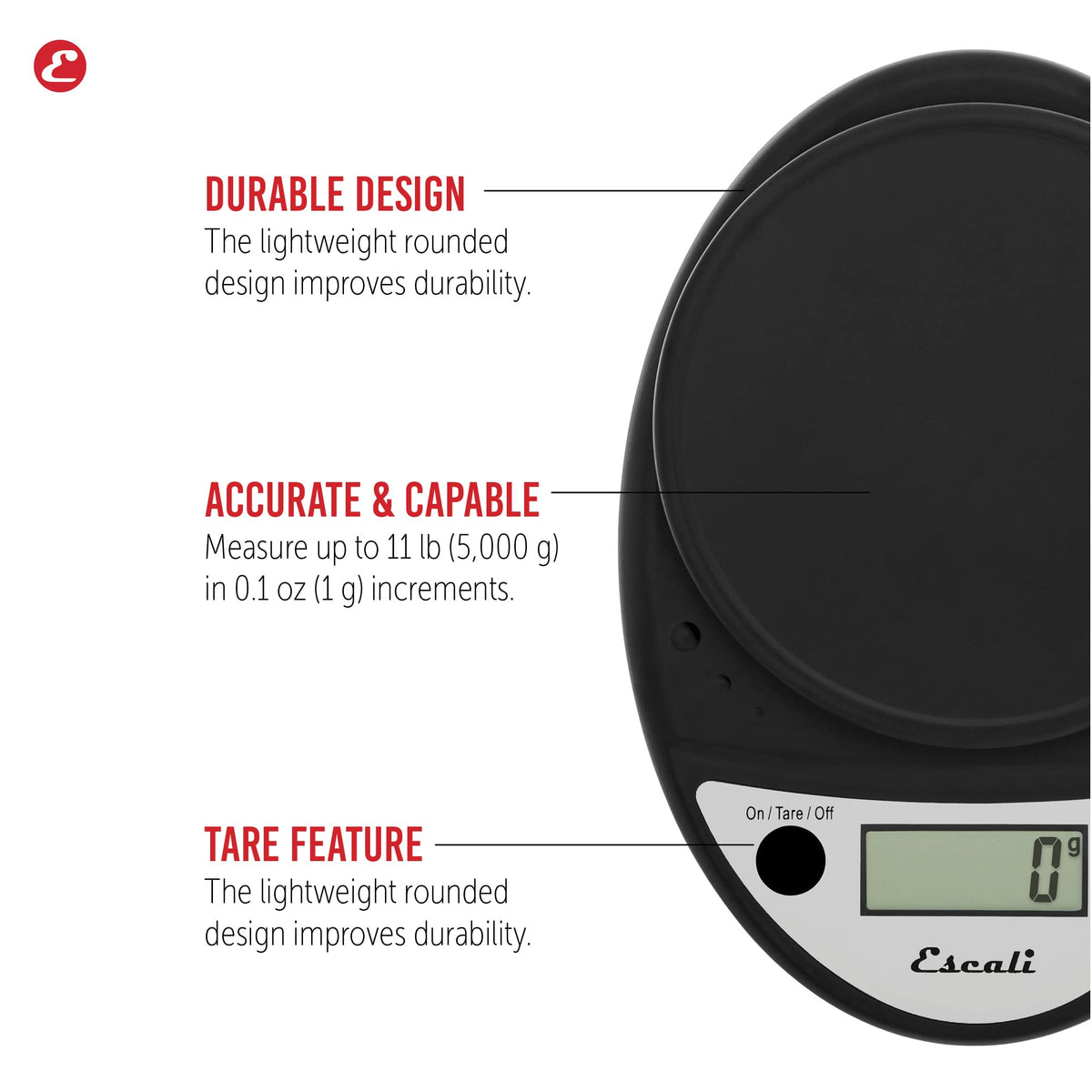 Escali Primo sealed panel close-up highlights spill-resistant controls