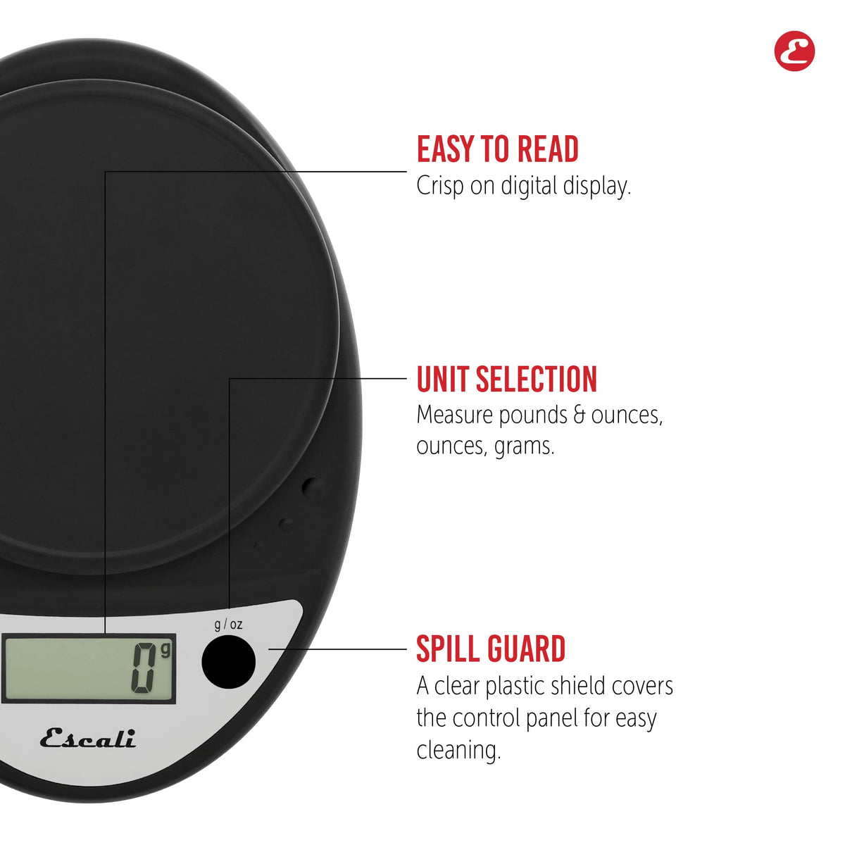 Escali Primo tare feature enables quick measuring of multiple items