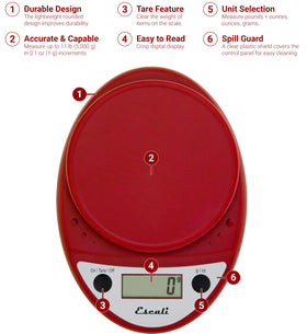 Escali Primo tare function demonstrated for weighing multiple ingredients.