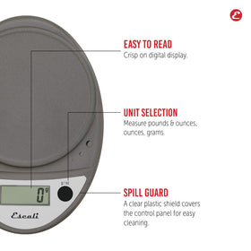 Escali Primo sealed-panel design protects the display from spills during cooking.