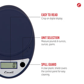 Escali Primo sealed control panel design protecting against spills during use.