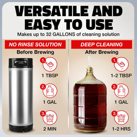 Escentile cleaner carboy soaking to remove residues efficiently.