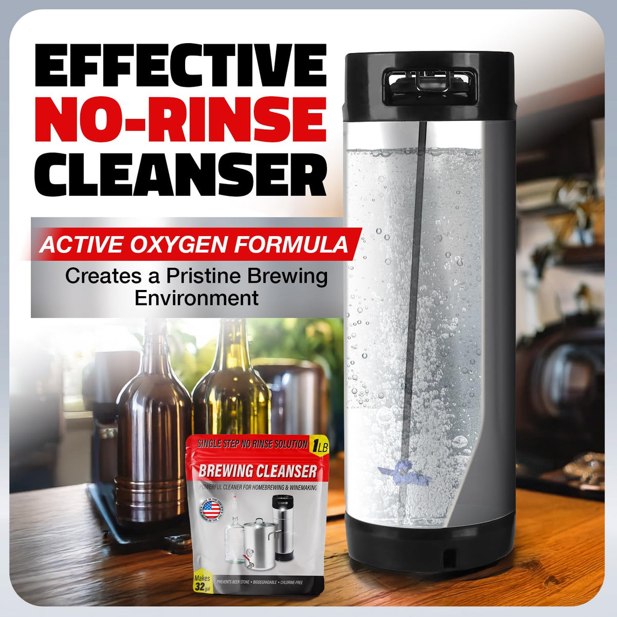 Escentile kettle cleaning with bubbles for deep cleaning action.
