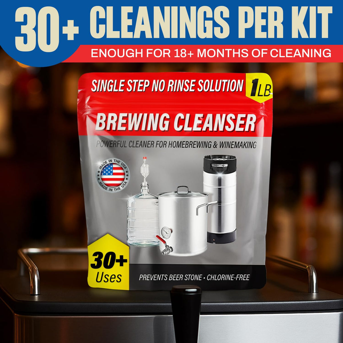 Escentile 1 lb beer line cleaner bottle promotes thorough cleaning