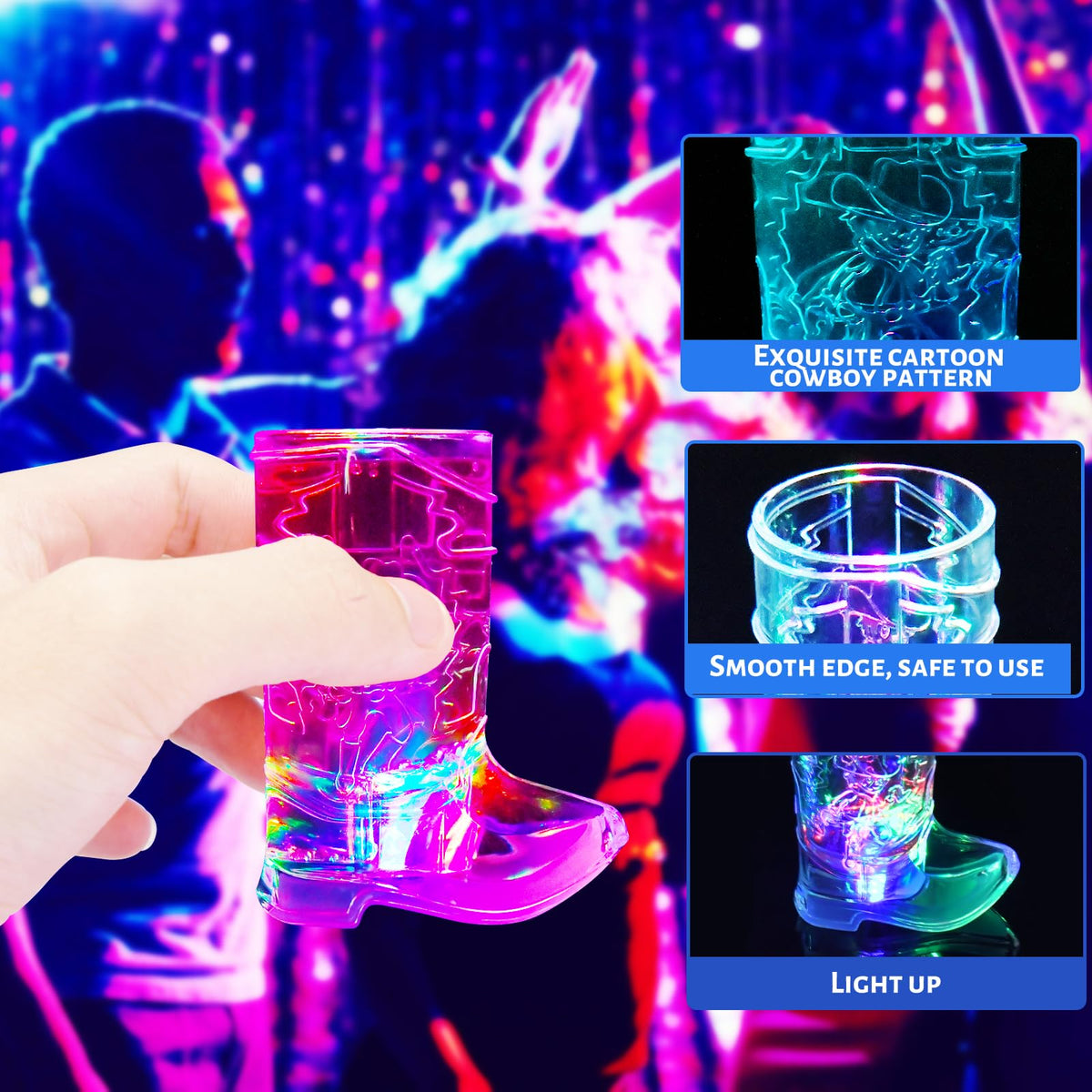 Esdabem light-up shot glasses with Western style brighten the party.