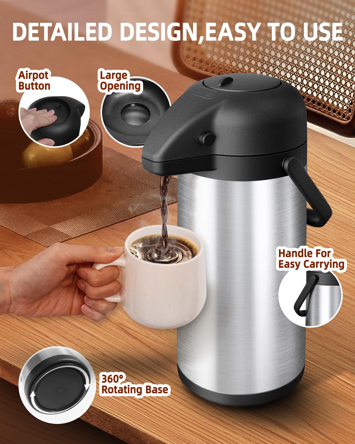 Esemoil 360-degree rotation base offers accessibility from any angle.