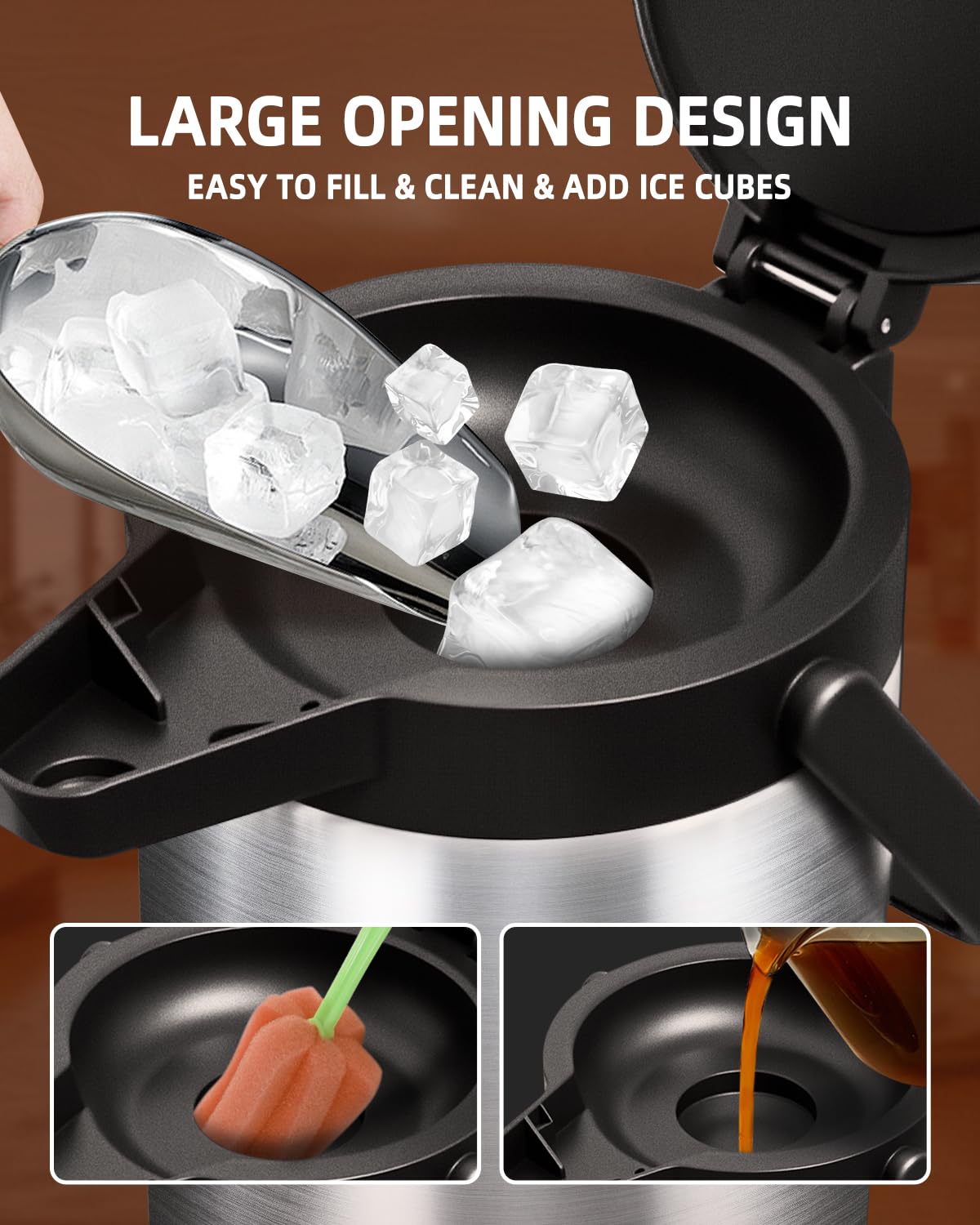 Esemoil ice-cube compatibility lets you chill beverages.