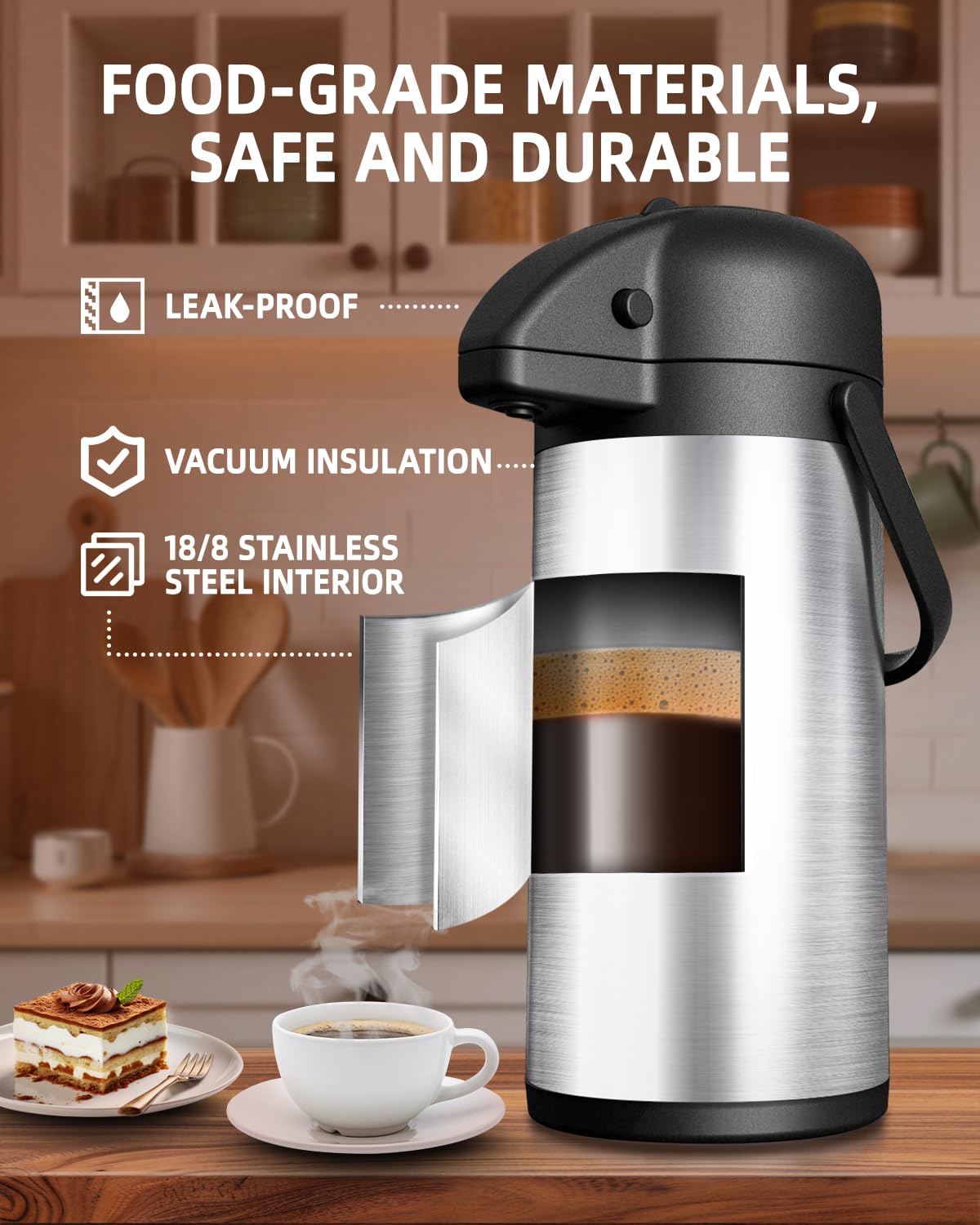 Esemoil insulated stainless steel preserves hot or cold drinks.