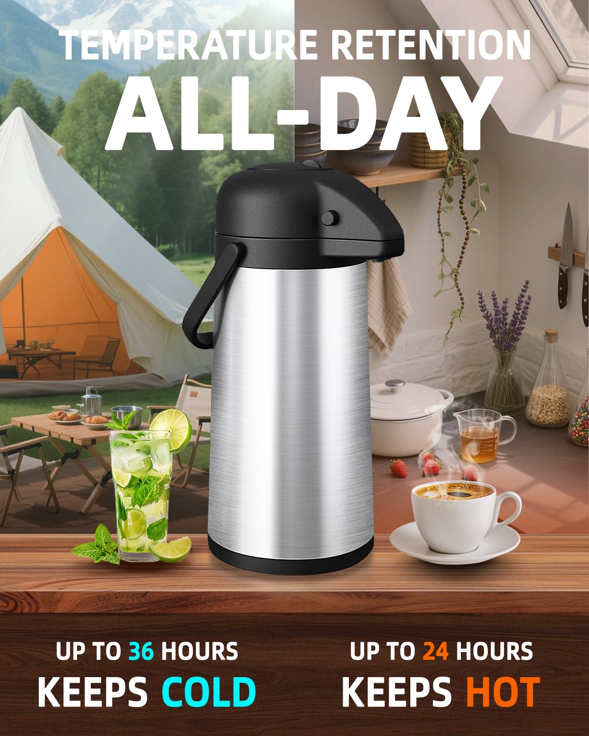 Esemoil 3L large capacity keeps beverages ready for guests.