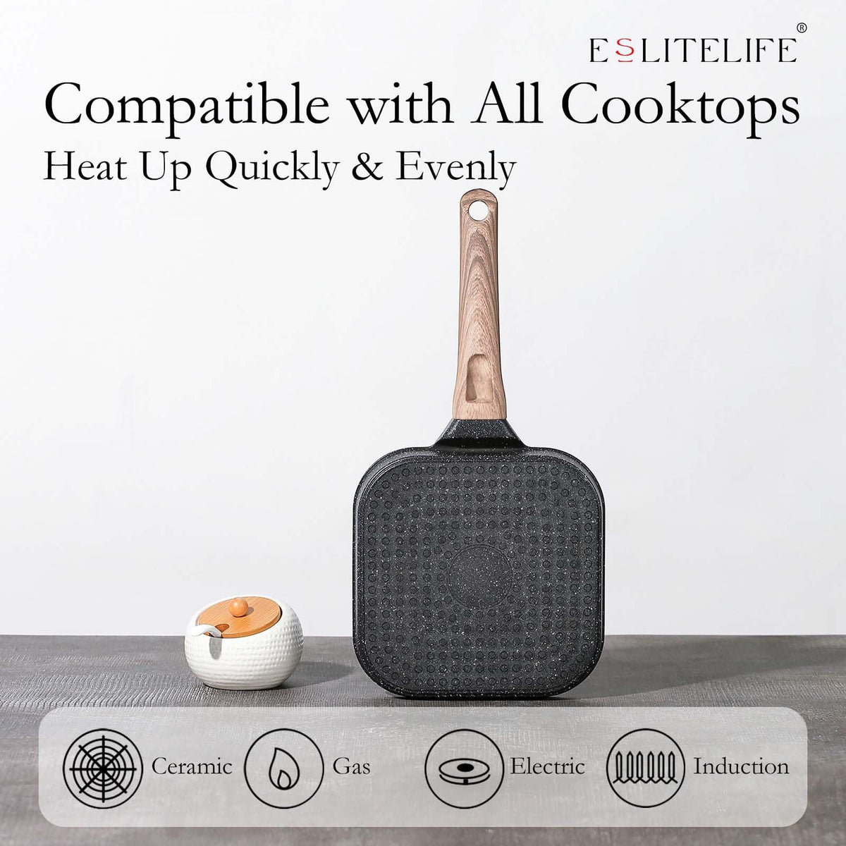 ESLITE LIFE induction base highlights rapid heat transfer across cooktops