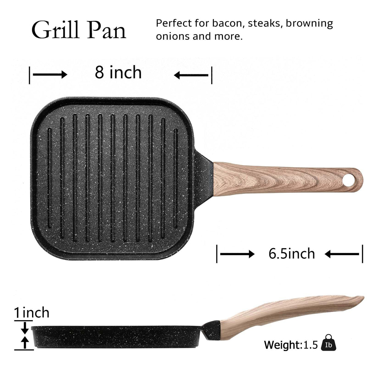 ESLITE LIFE grill pan ridges closeup reveals even sear lines and grease channeling