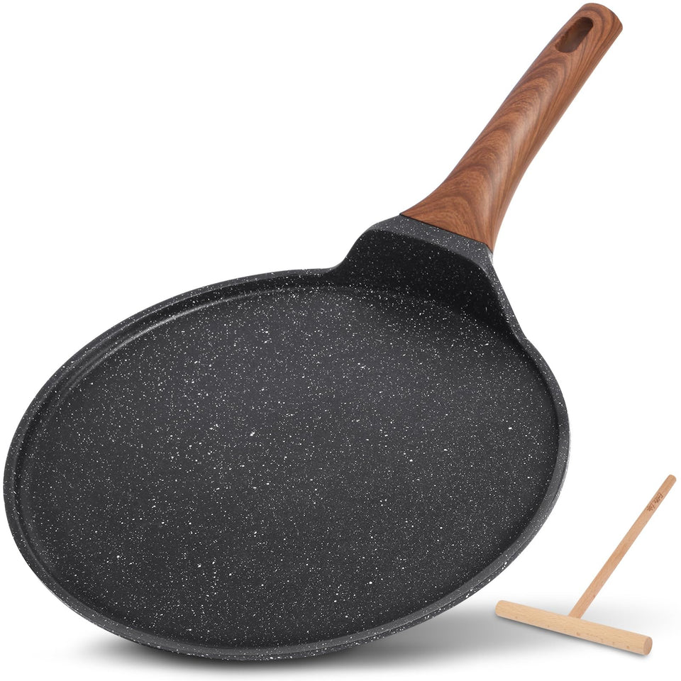 ESLITE LIFE 9.5-inch crepe pan showing smooth release and even heat.