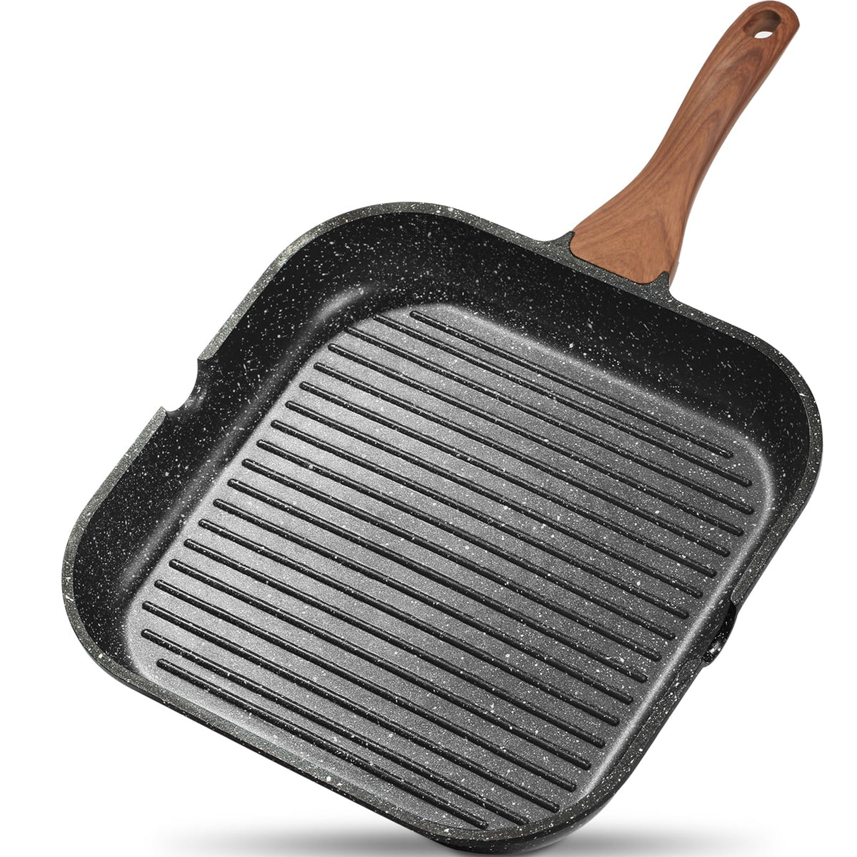 ESLITE LIFE 9.5-inch grill pan top view with ridges for searing marks