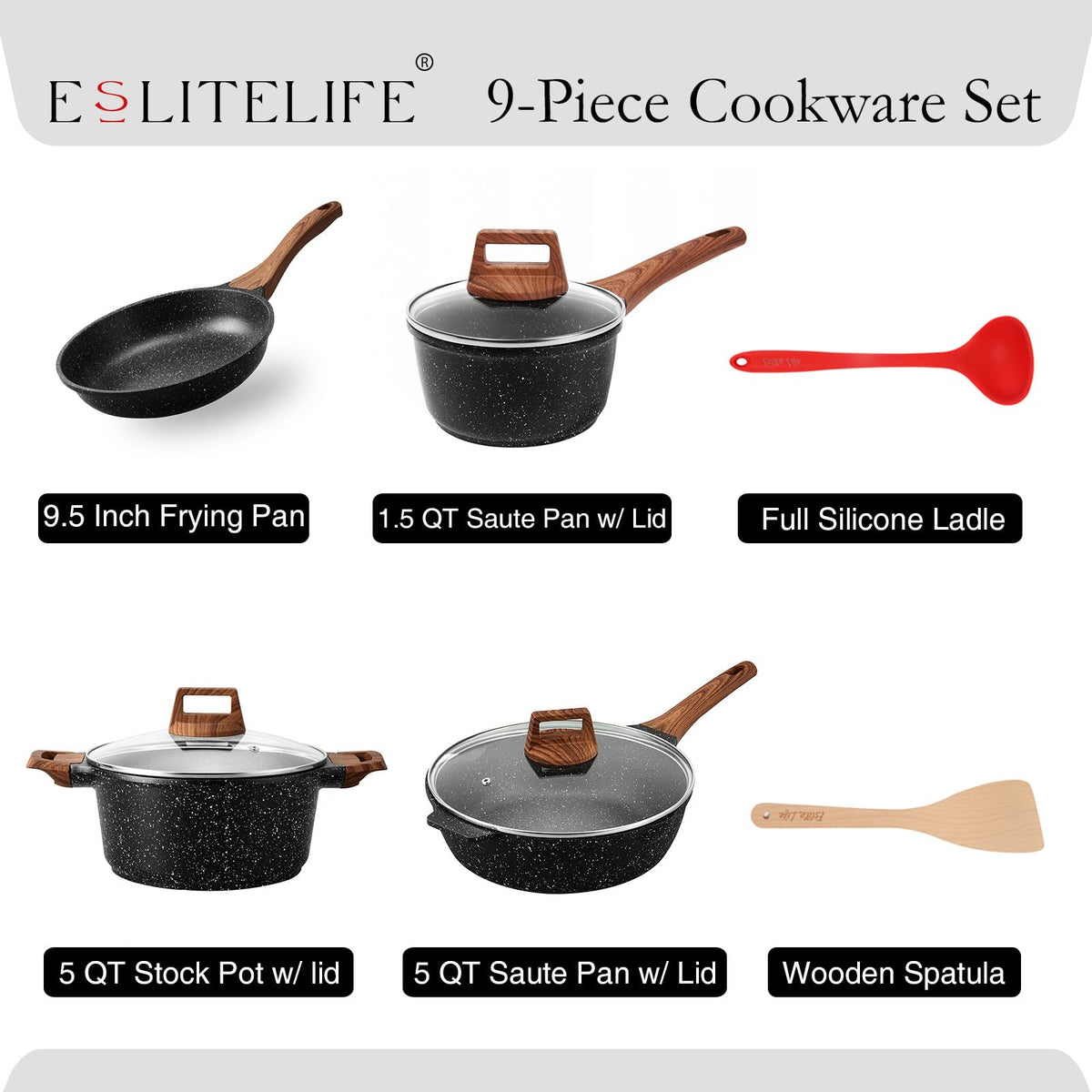 ESLITE LIFE 9pc skillet-in-use demonstrates quick browning with even heat distribution