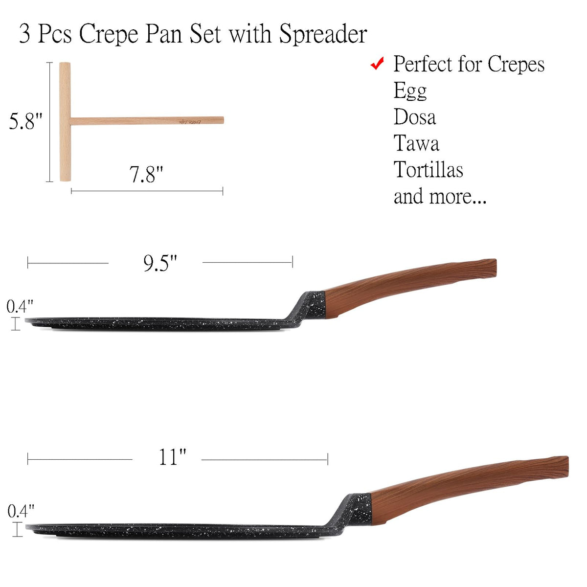 ESLITE LIFE 11-inch crepe pan on induction with even heating