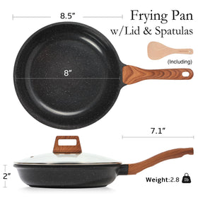 ESLITE LIFE pan with lid used for eggs and pancakes on the stove.