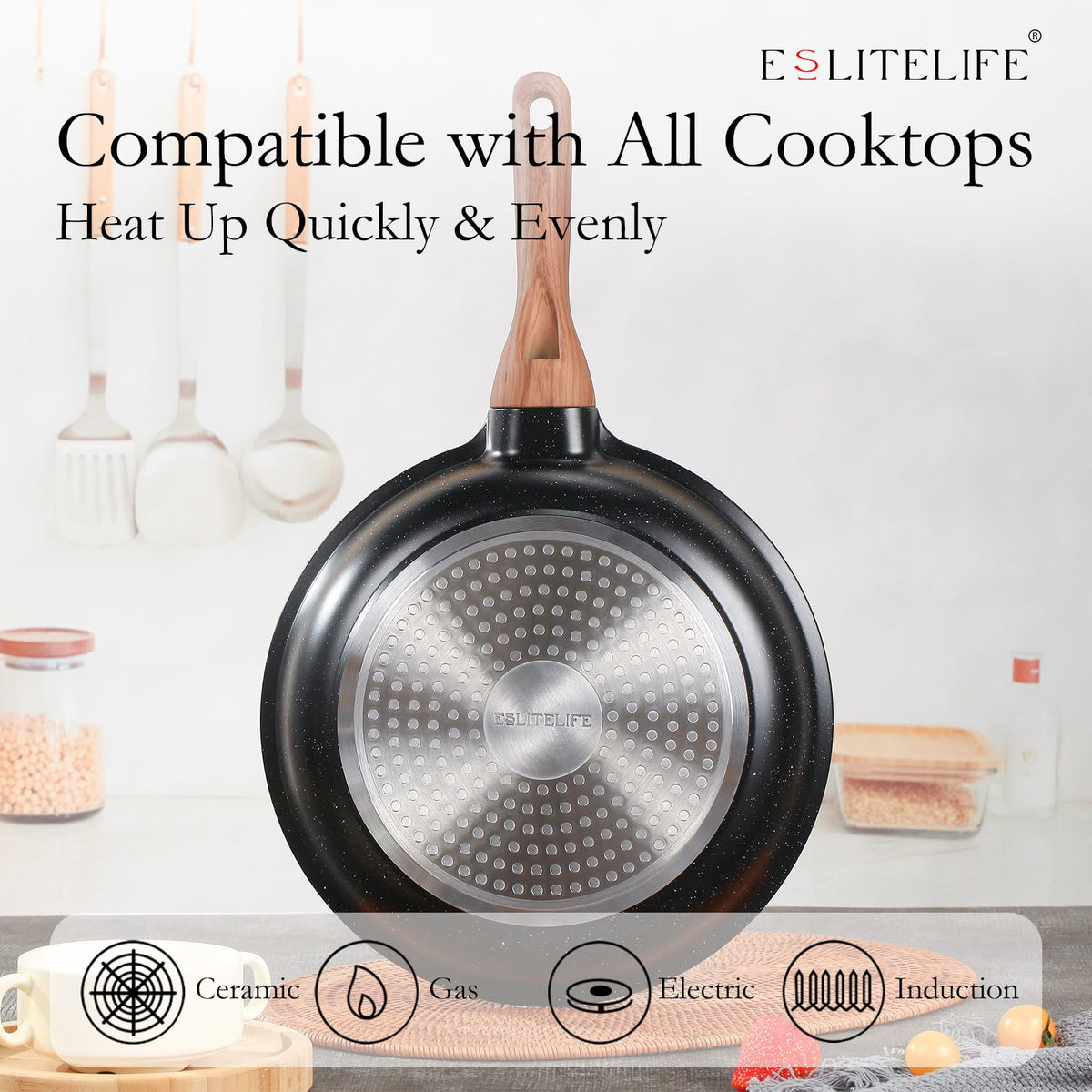 ESLITE LIFE 8-inch frying pan for fast everyday searing.