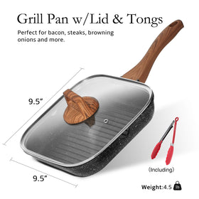 ESLITE LIFE grill pan ridges channel grease for healthier searing results