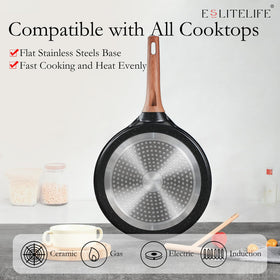 ESLITE LIFE pan with induction-ready magnetized base for fast heating.