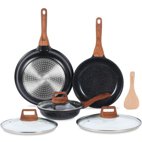ESLITE LIFE nonstick ceramic frying pan set with lids on stove for easy eggs