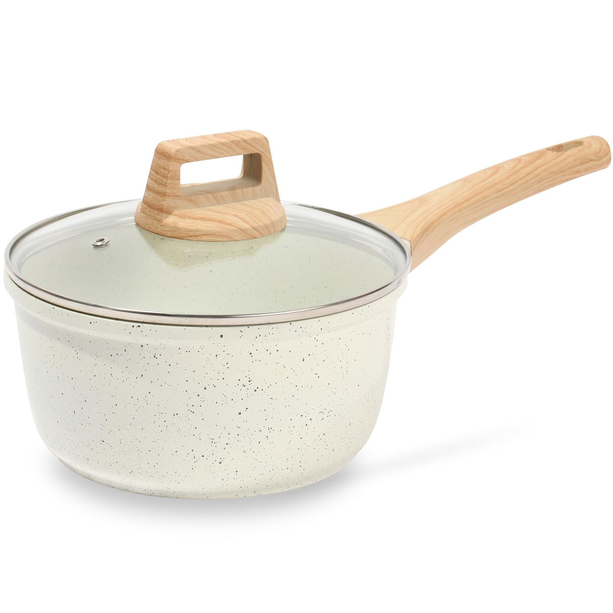 ESLITE LIFE nonstick sauce pan with 1.5 qt capacity and lid, easy clean and versatile.