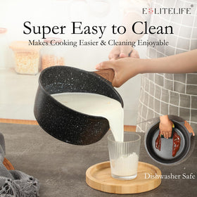 Interior of ESLITE LIFE sauce pan after cleaning illustrating easy-clean surface