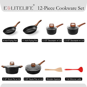 ESLITE LIFE 1.5-quart saucepan with lid for quick simmering.
