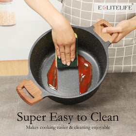 ESLITE LIFE stock pot bakelite handle shown for a comfortable grip.