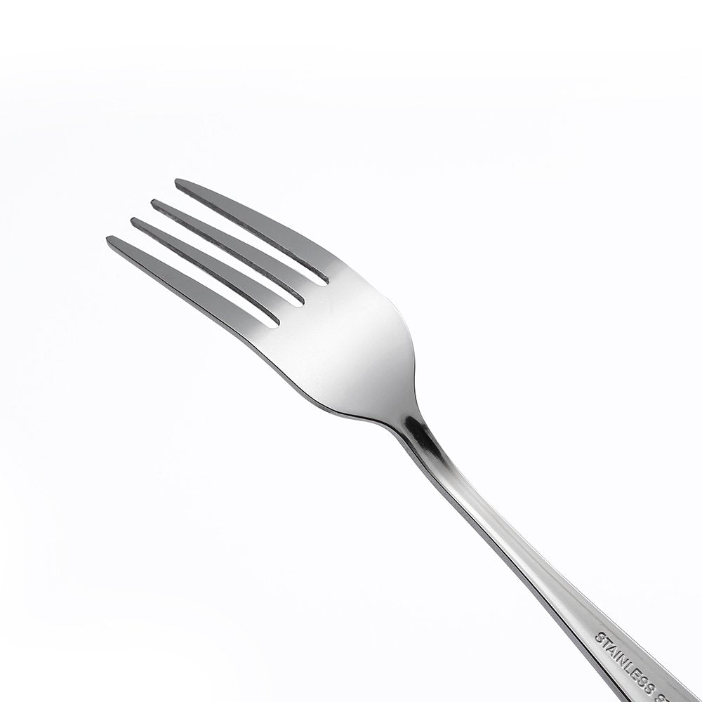 Eslite Staintess steel salad forks on table setting for casual dining.