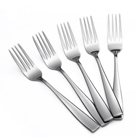 Eslite Staintess steel salad forks set, top view, polished mirror finish for everyday meals.