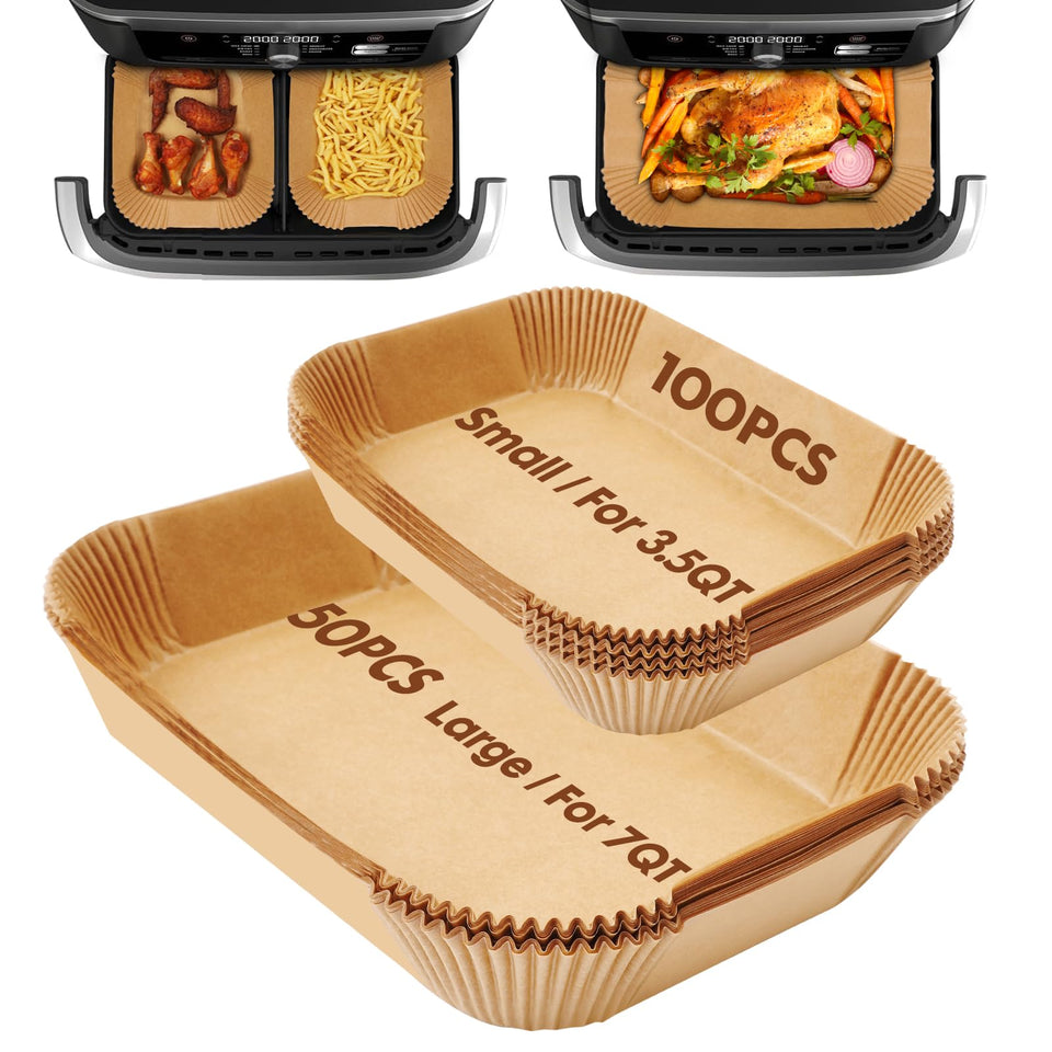 Eslotre air fryer liners 150pc for DZ071 and VersaZone baskets protect the fryer and simplify cleanup.