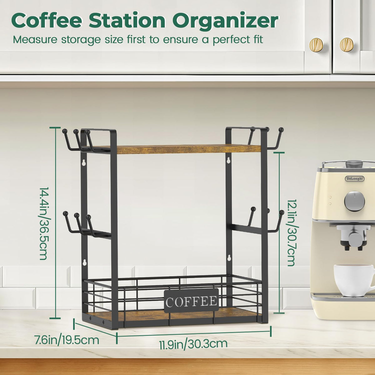 EsLuker.ly 12 mug hooks organize daily mugs for quick access
