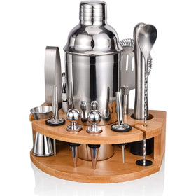 Esmula cocktail shaker set with stand for an organized home bar and quick drink prep