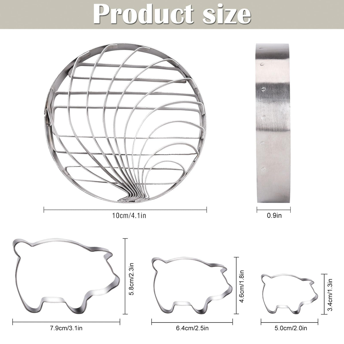 ESNOY Pig Cookie Cutter in action, fun shell patterns for cookies.
