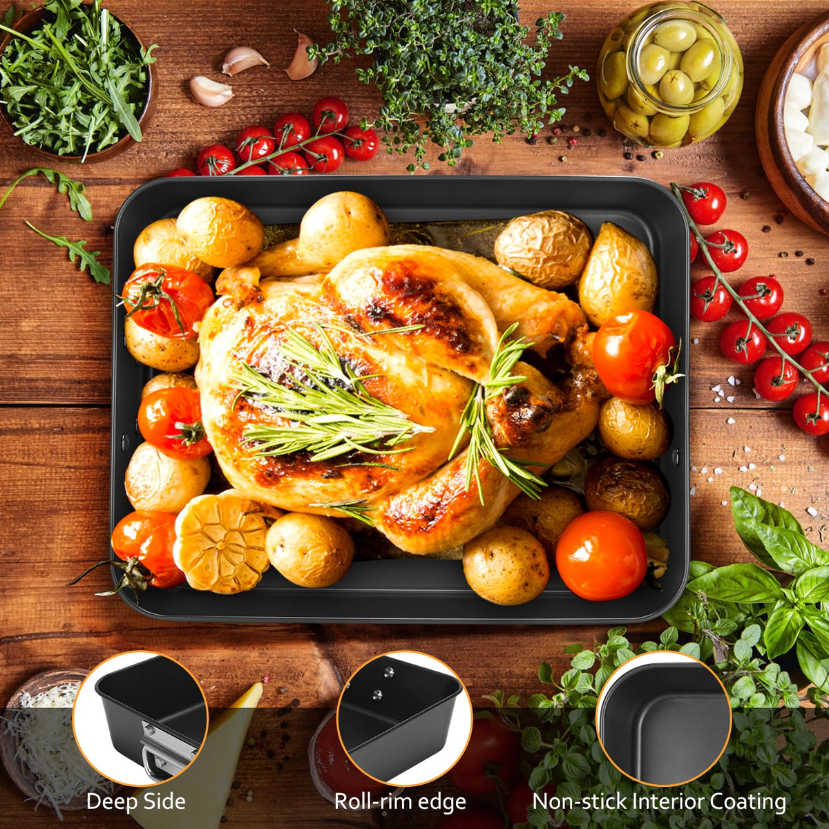 EsOffice lasagna pan dark grey finish adds sleek kitchen style