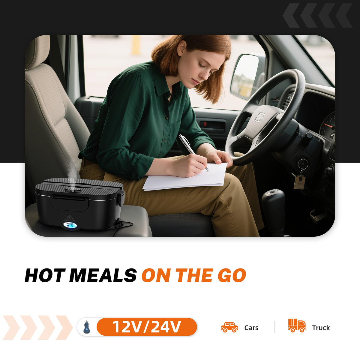 ESOHOT eight-point-five-liter insulated carry bag keeps meals warm while commuting.