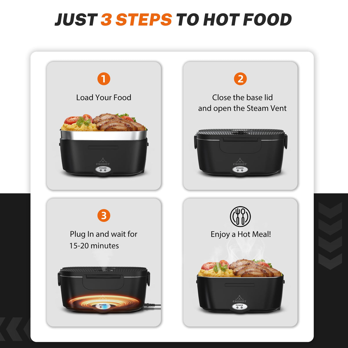 ESOHOT portable lunch system ideal for office, trips, and job sites.