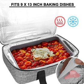 Esouler insulated casserole carrier 9x13 casserole fit ensures convenient transportation.