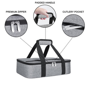 Esouler insulated casserole carrier interior liner preserves temperature during picnics or travel.