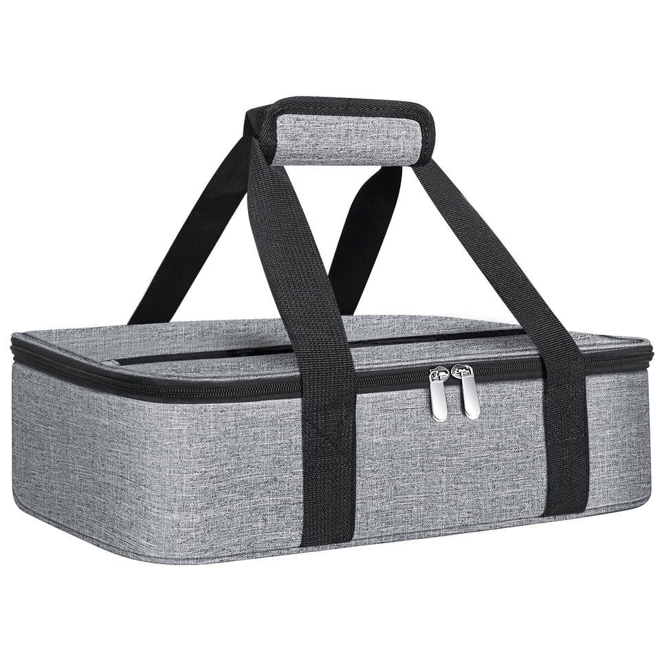Esouler insulated casserole carrier top view highlighting generous capacity for hot or cold meals.