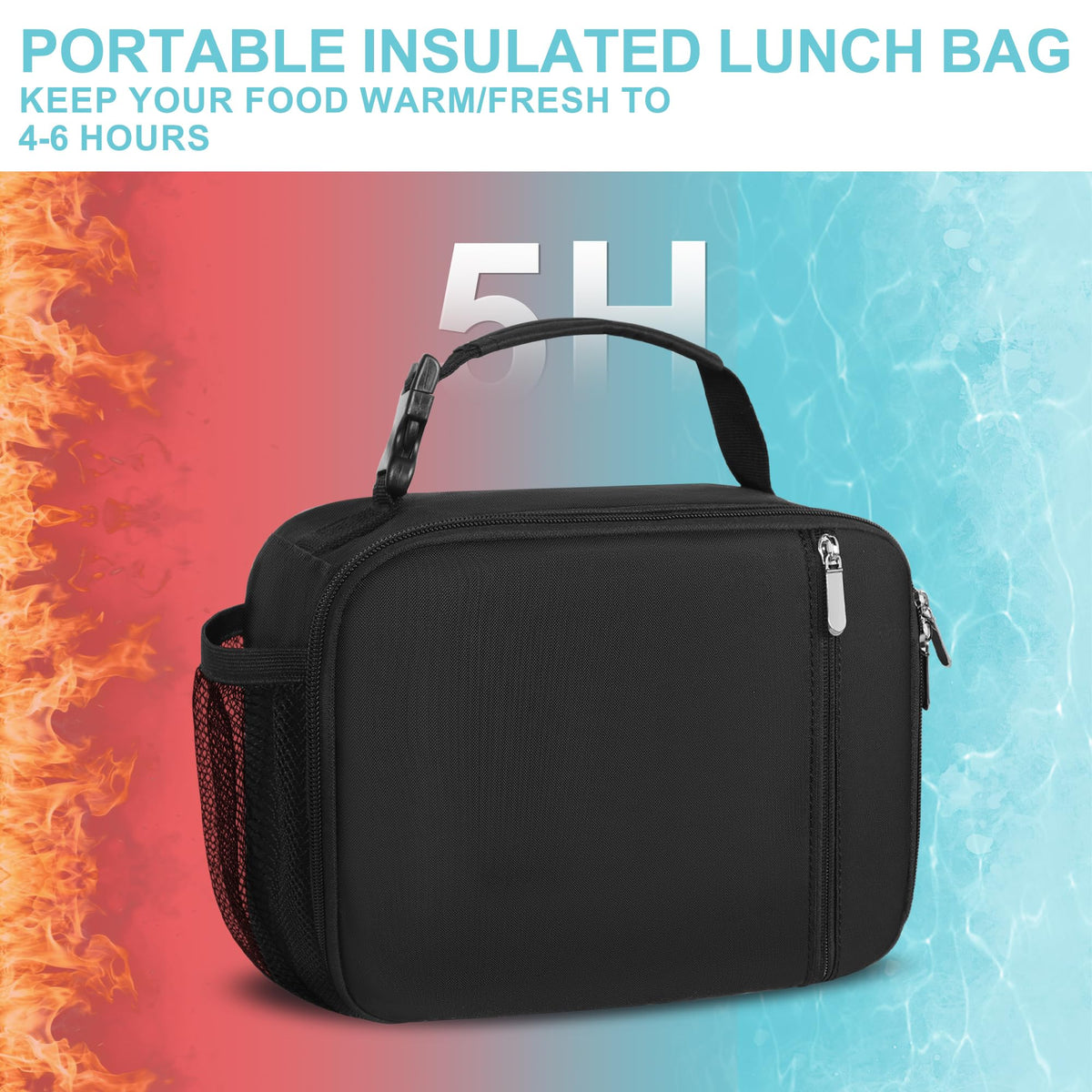 Esouler lunch bag interior mesh pocket keeps small items organized.