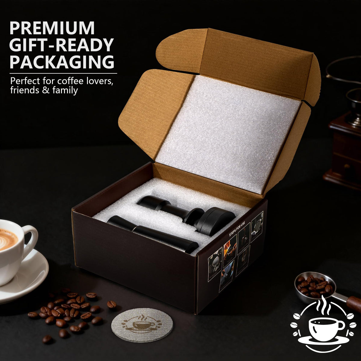 Espresso Essence complete barista kit setup for daily espresso prep.