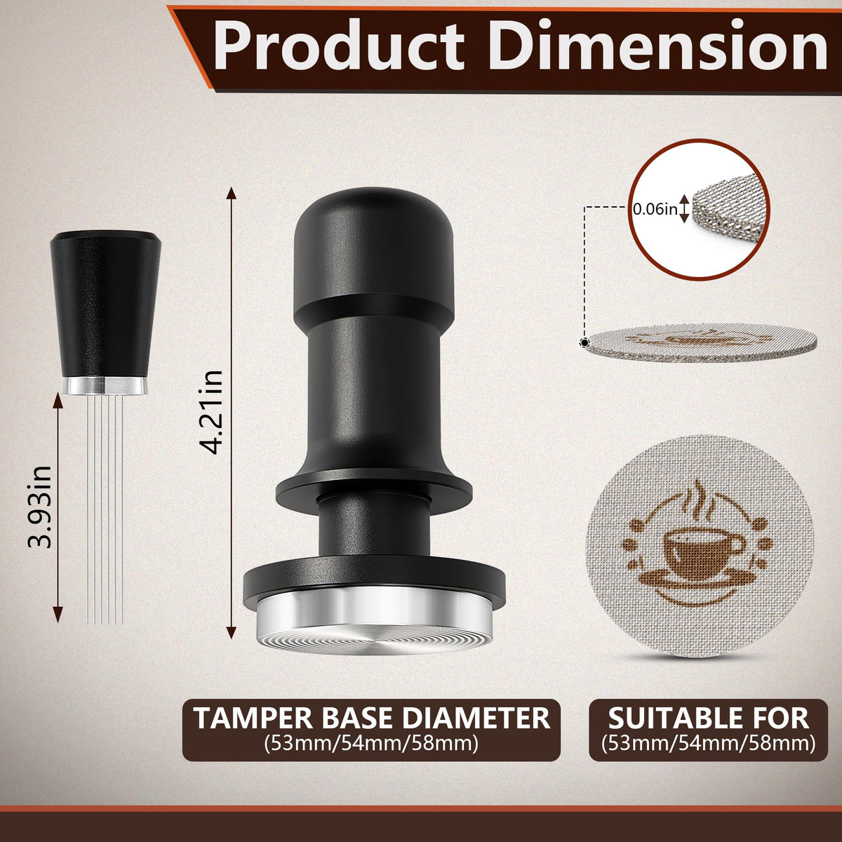 Espresso Essence puck screen included to promote even extraction.