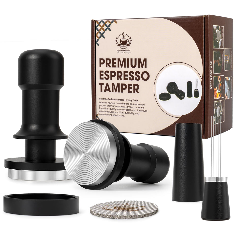 Espresso Essence 53mm tamper base delivers balanced pressure for even extractions.
