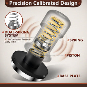 Espresso Essence 53mm tamper spring mechanism enables controlled, repeatable pressure.